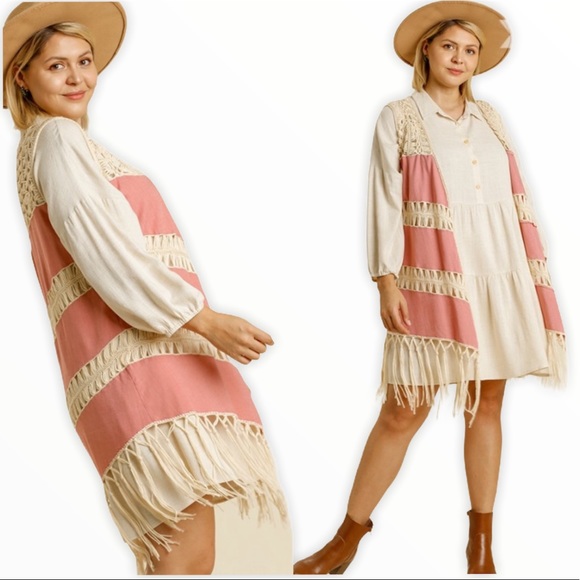 Umgee NWT Boutique Boho Crochet Vest Cardigan - Picture 5 of 14